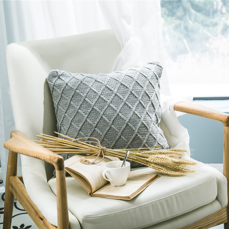 elegant gray knitted decorative pillowcase, view 3 - MRSLM