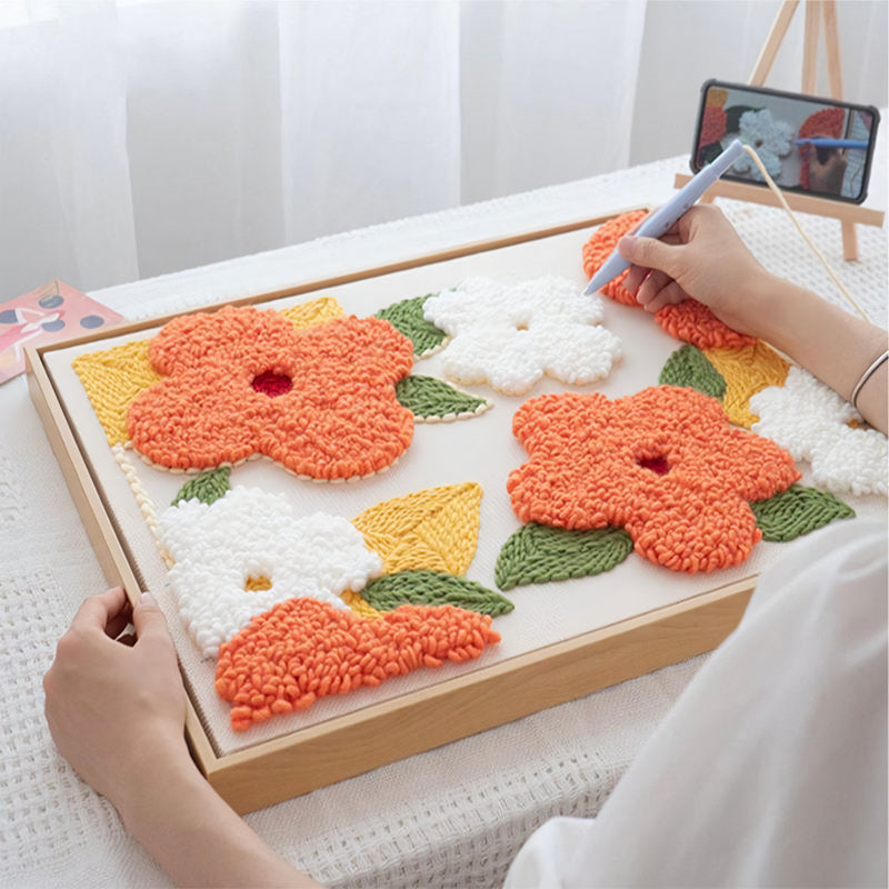 floral punch needle embroidery starter kit, view 2 - MRSLM
