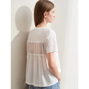 Women's bead embroidered mesh tee, view 5 - MRSLM