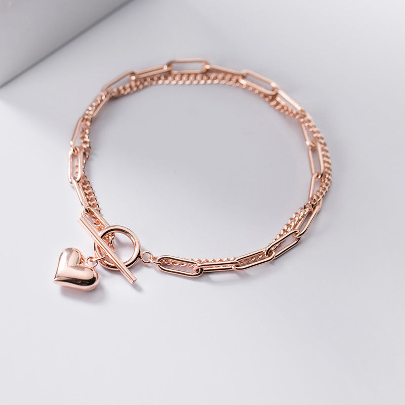 Ring Double Design Heart Geometric Bracelet