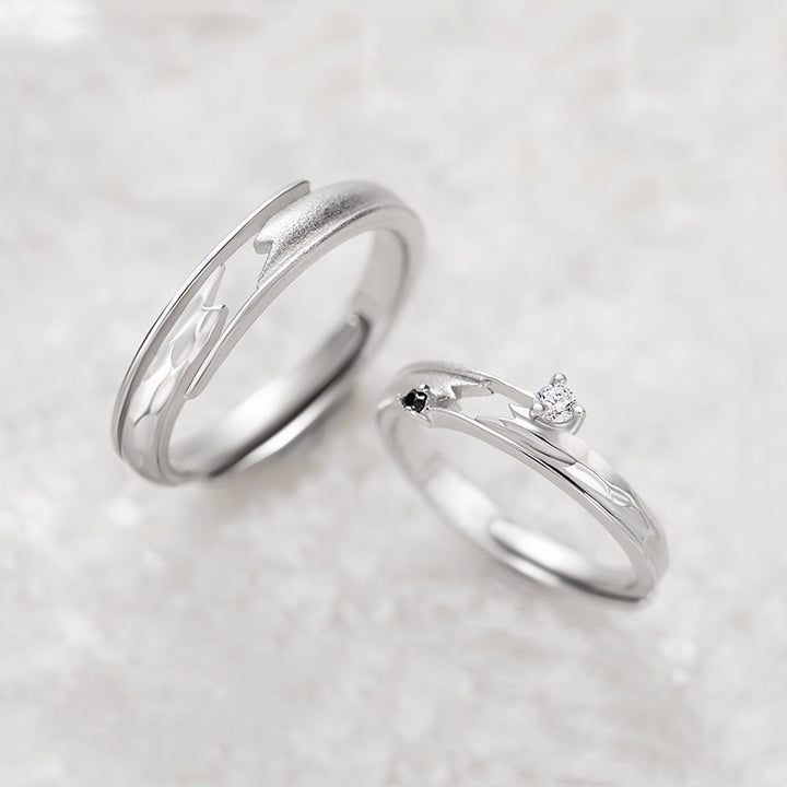 Unexpectedly Encounter Couple Adjustable Ring In Sterling Silver For Simplicity