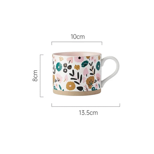 nordic painted flowers ceramic mug, view 3 - MRSLM
