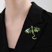 vintage enamel flying dragon brooch, view 8 - MRSLM