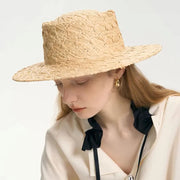handmade raffia sun hat, view 3 - MRSLM