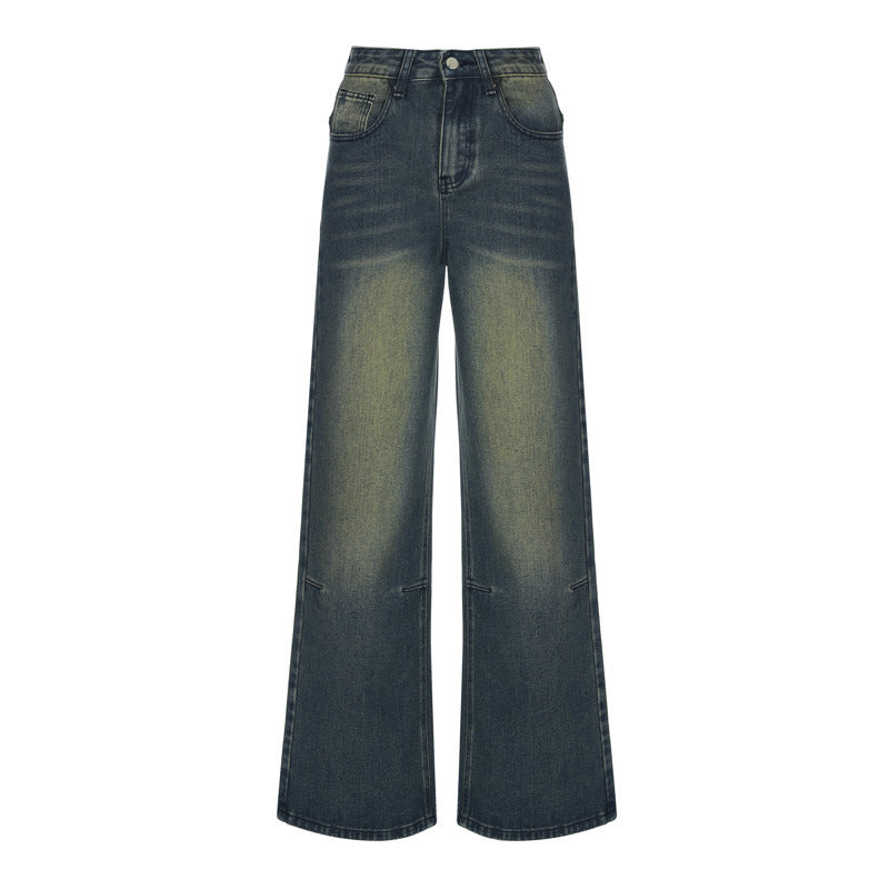 Women's Summer New Washed Gradient Retro Mid-waist Jeans