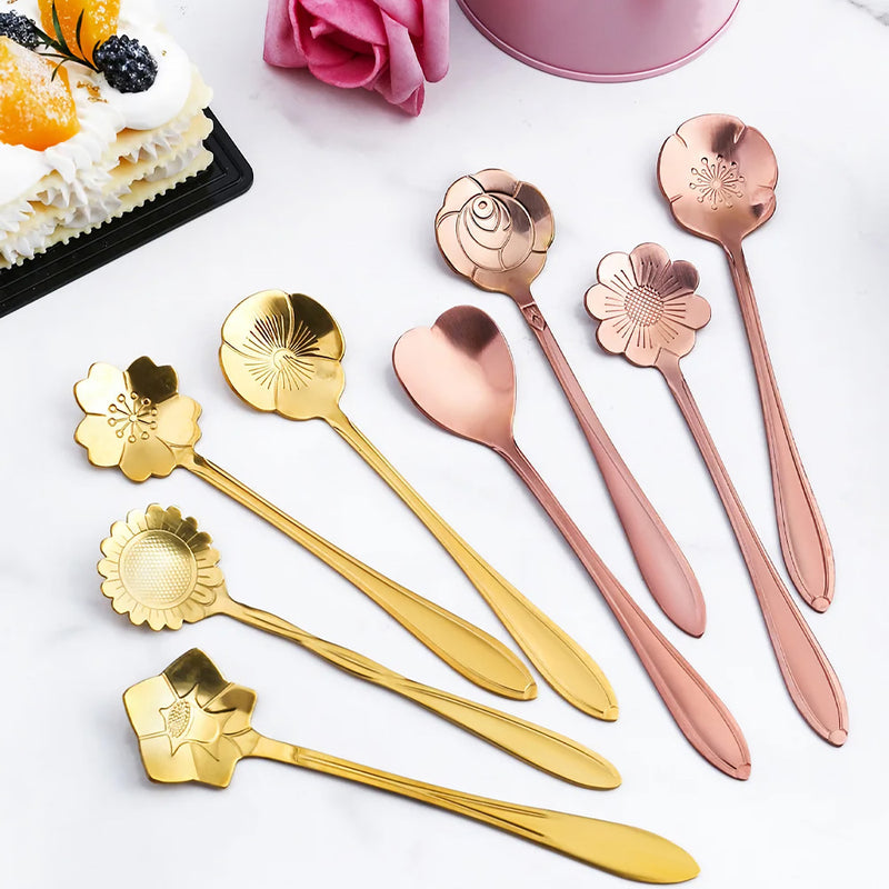 flower stainless steel spoon set, view 5 - MRSLM