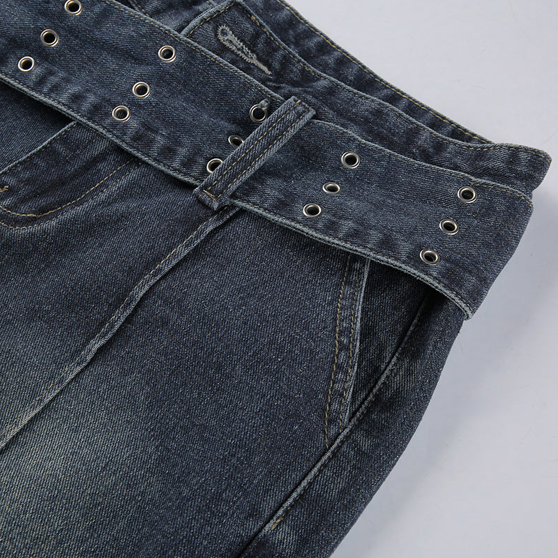 retro distressed washed bootcut jeans, view 7 - MRSLM