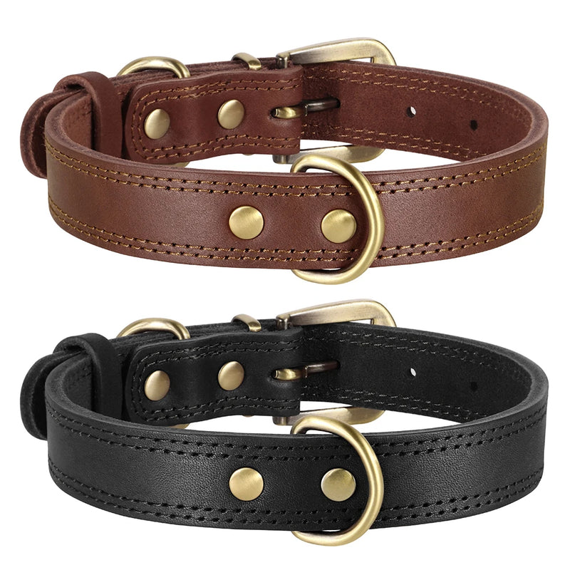 adjustable real leather dog collar, view 7 - MRSLM