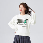 Distressed printed loose fleece sweatshirt, view 8 - MRSLM