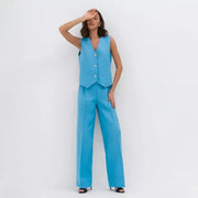 Cotton-linen vest and pants set, view 4 - MRSLM