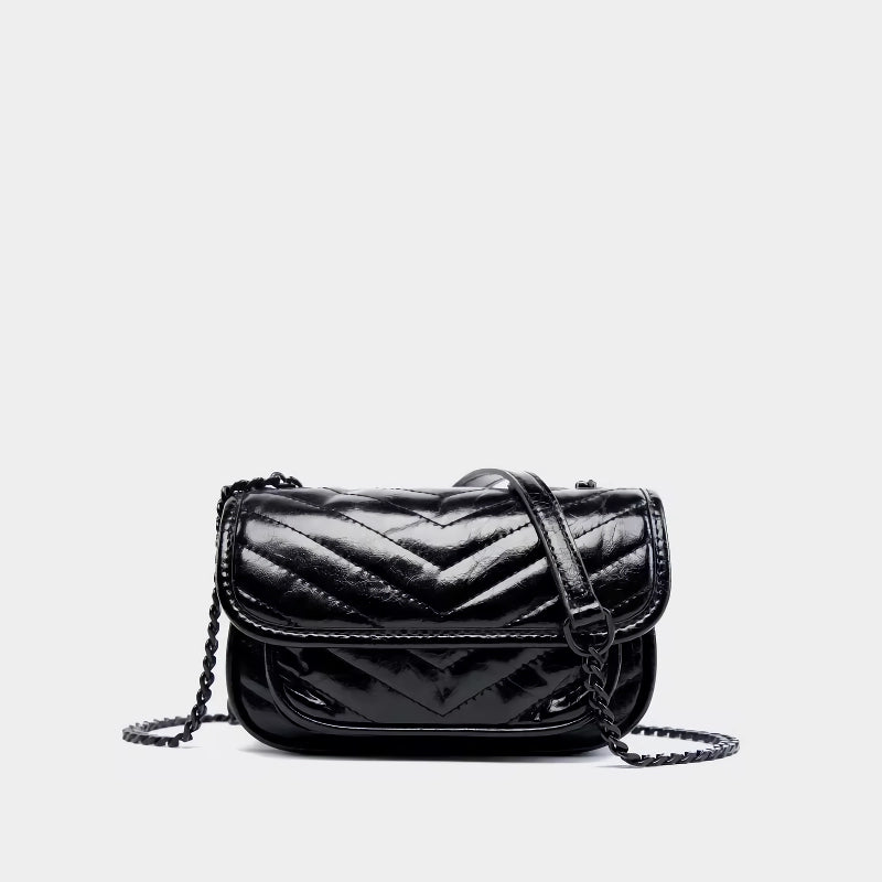 small square leather crossbody bag, view 6 - MRSLM