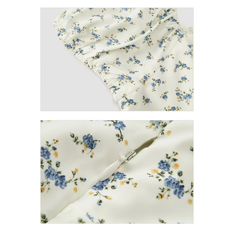 Vestido de chiffon floral romântico de verão