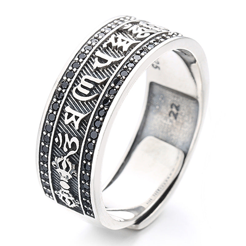 Sterling Silver Retro Wide Face Domineering Personalized Ethnic Ring