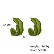 Green leaf geometric drop earrings, view 6 - MRSLM