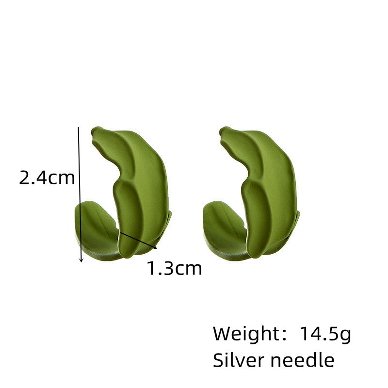 Green leaf geometric drop earrings, view 6 - MRSLM