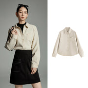 long sleeve polo neck blouse, view 3 - MRSLM