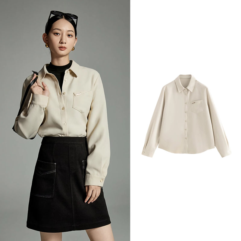 long sleeve polo neck blouse, view 3 - MRSLM