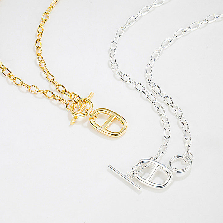 S925 Sterling Silver Necklace Female Pig Nose Hip Hop