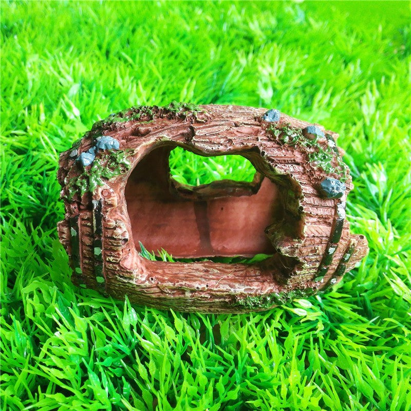 aquarium resin barrel cave ornament, view 2 - MRSLM