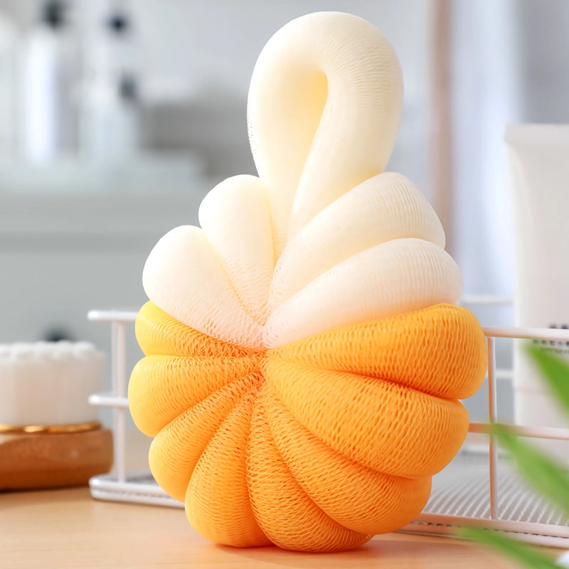 Cute pumpkin shaped bath sponge mesh balls, view 3 - MRSLM