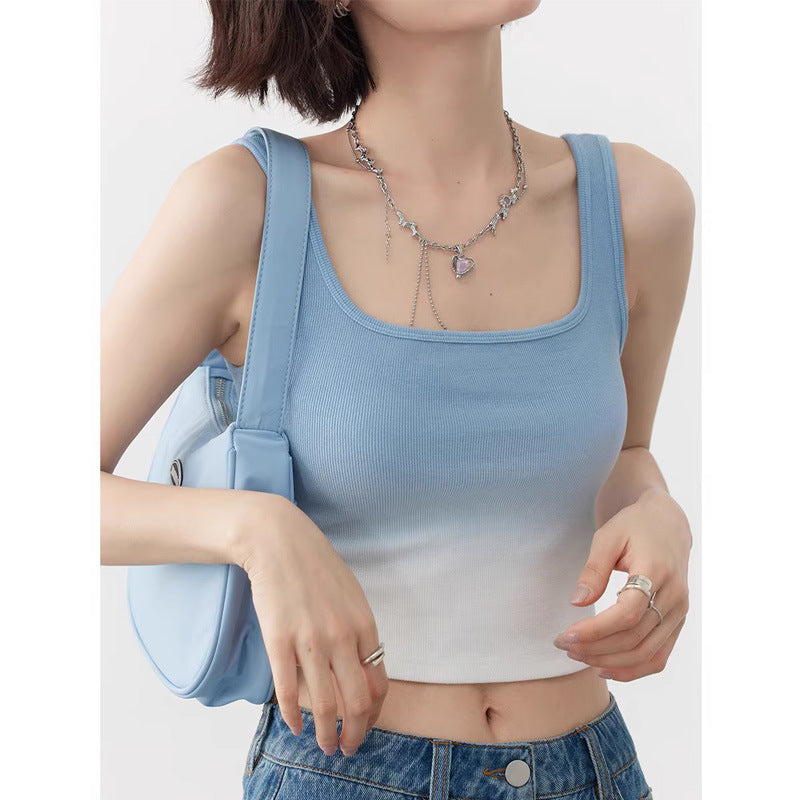 Gradient Color Outer Wear Strappy Sleeveless Tank Top