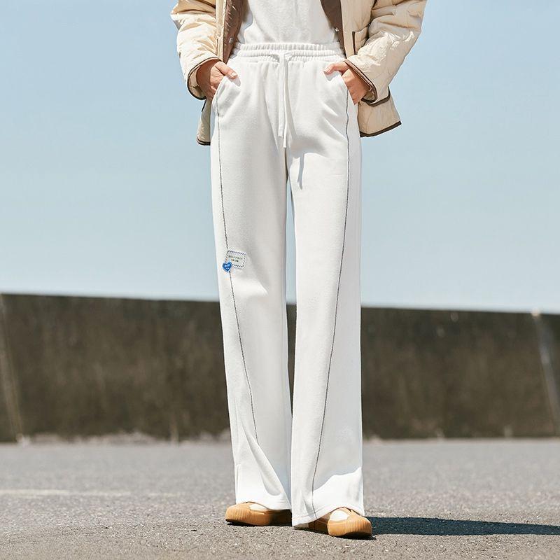 chic wide-leg slit trousers for women, view 3 - MRSLM