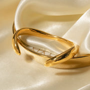 gold stainless steel wavy cuff bracelet, view 6 - MRSLM