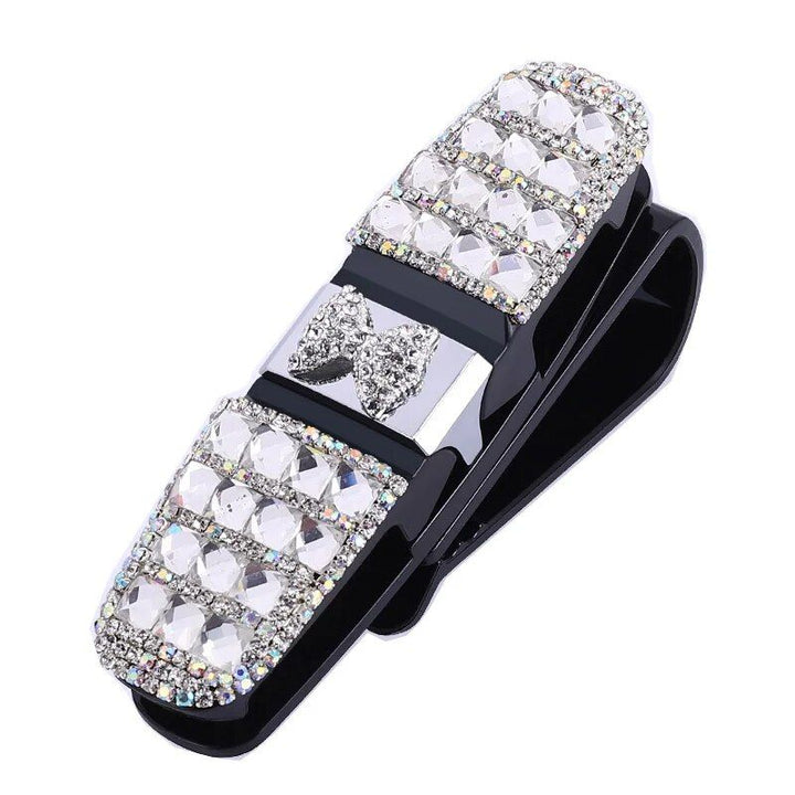 Luxurious Rhinestone Flower Car Sunglass and Accessory Holder