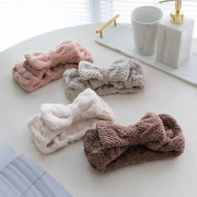 coral fleece bow headband, view 9 - MRSLM