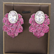 zircon flower earrings, view 3 - MRSLM