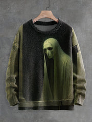 halloween ghost horror print sweater, view 8 - MRSLM