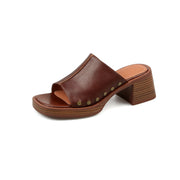 Peep toe leather sandals, view 2 - MRSLM
