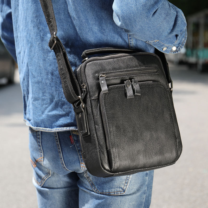 leather retro messenger bag, view 8 - MRSLM