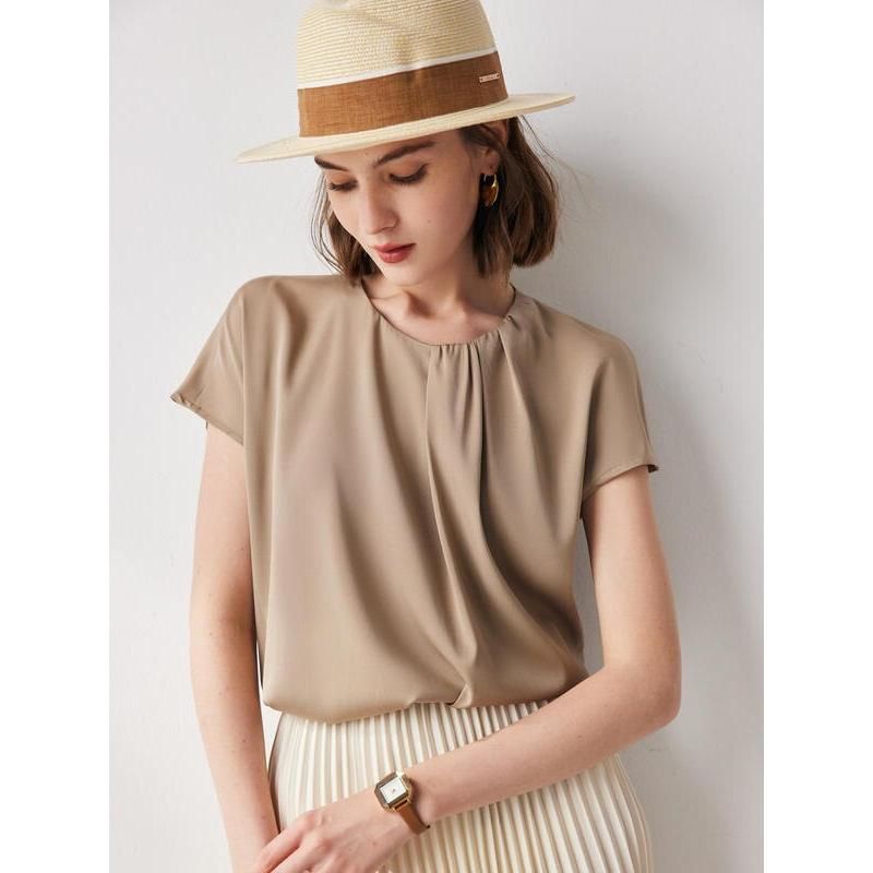 chic summer casual silk blouse, view 5 - MRSLM