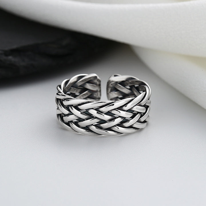 Sterling Silver Vintage Distressed Handmade Woven Twisted Ring