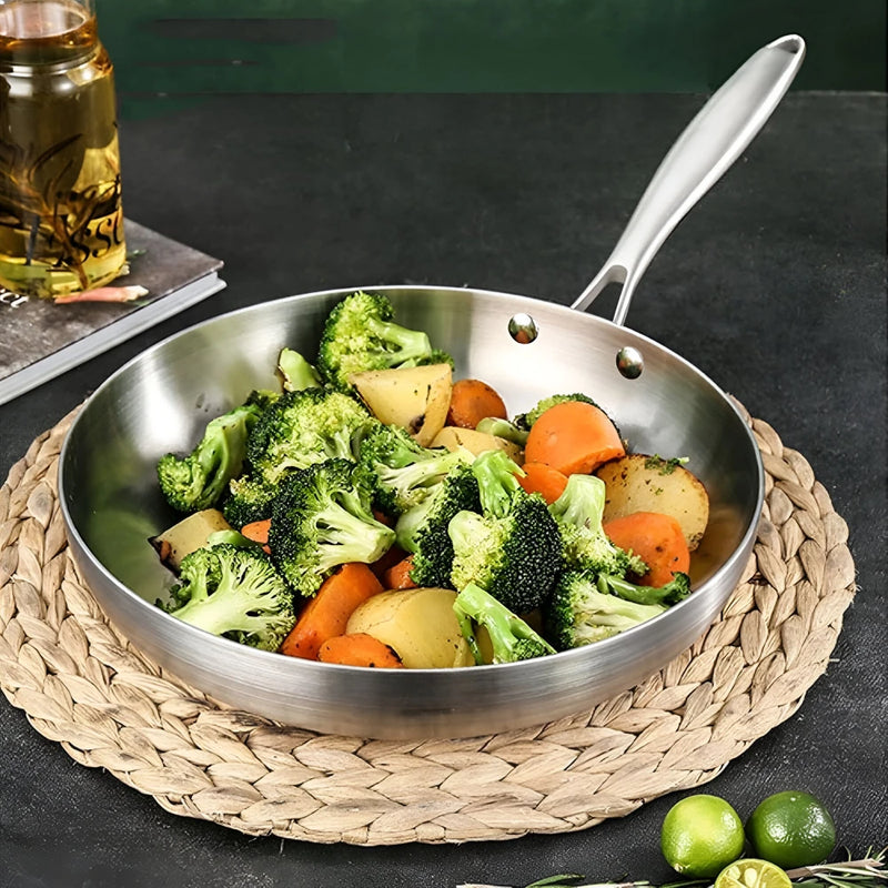 Conjunto de 3 frigideiras de aço inoxidável