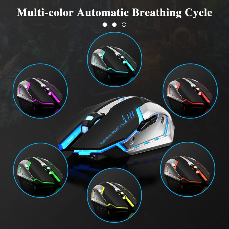 Wiederaufladbare kabellose Gaming-Maus mit LED-Hintergrundbeleuchtung und ergonomischem Design