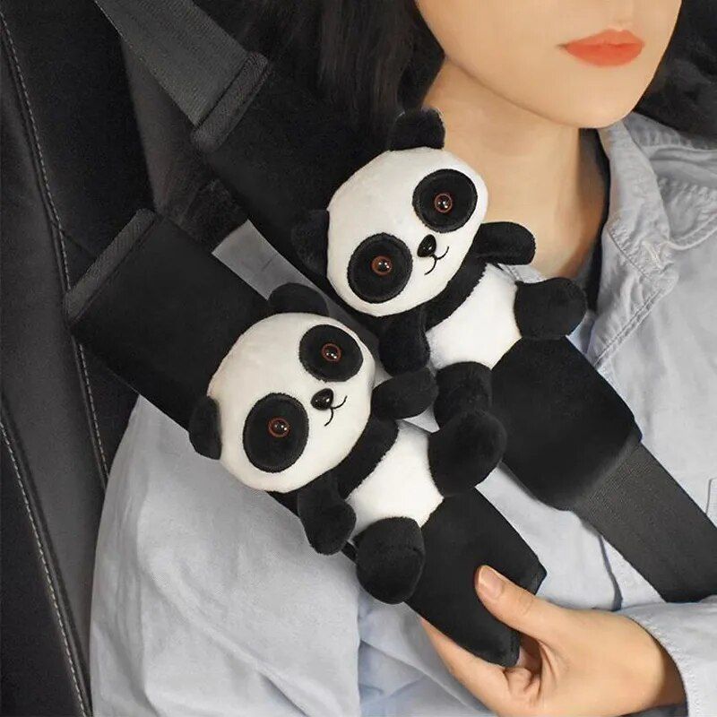 Panda Seatbelt Cushion: Plush Auto Shoulder Strap Protector for Kids