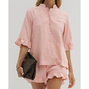pink cotton 2-piece set, view 2 - MRSLM