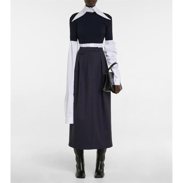 High-Waisted Vintage Pleated Midi Skirt for Women