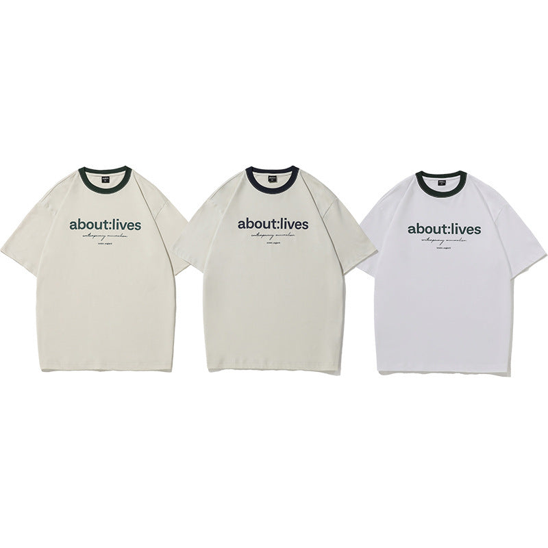 Einfaches, mehrfarbig bedrucktes Kurzarm-T-Shirt mit Rundhalsausschnitt für Herren