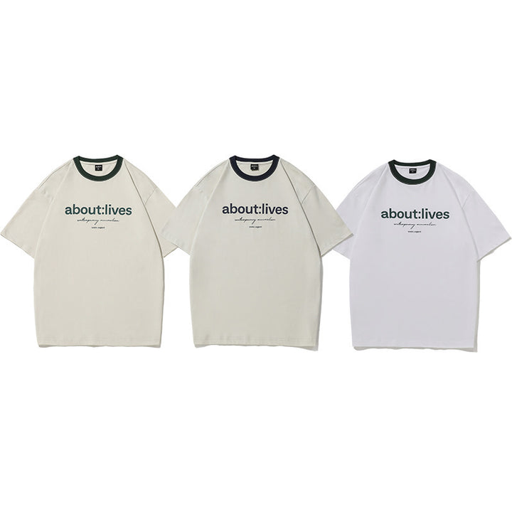 Einfaches, mehrfarbig bedrucktes Kurzarm-T-Shirt mit Rundhalsausschnitt für Herren