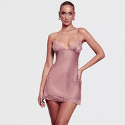 lace patchwork slim bodycon dress - MRSLM