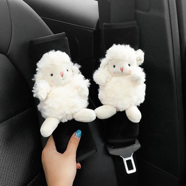 Cartoon lamb plush car seat belt covers - MRSLM