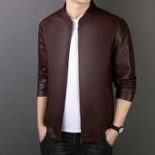 men's loose PU leather coat, view 8 - MRSLM