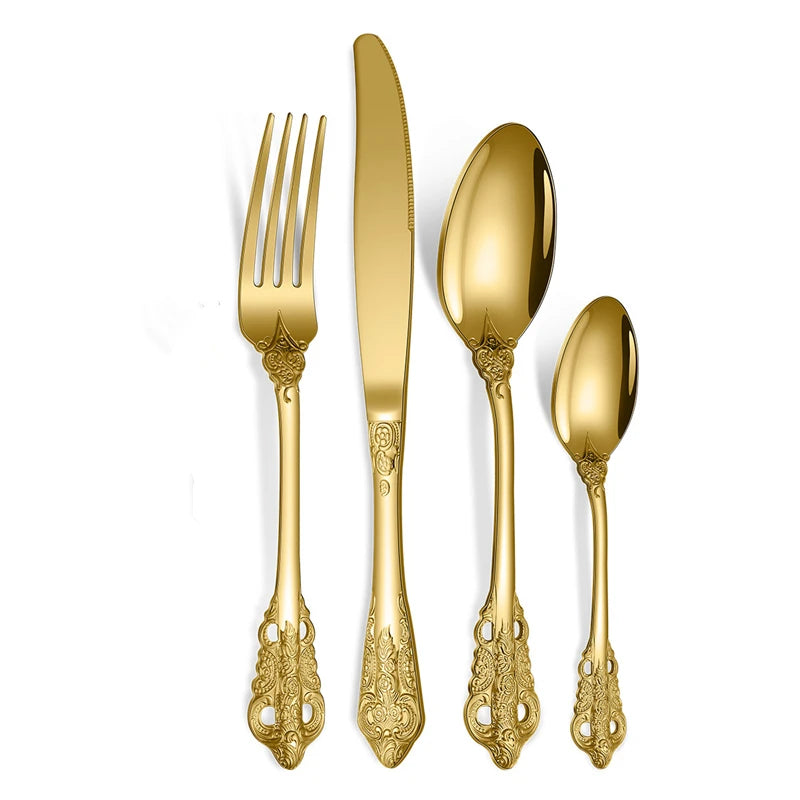 luxury gold cutlery set, view 2 - MRSLM