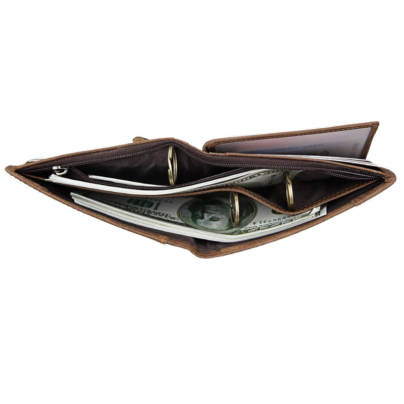 crazy horse leather short wallet, view 3 - MRSLM