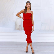 Women's strap pleated maxi dress, view 9 - MRSLM