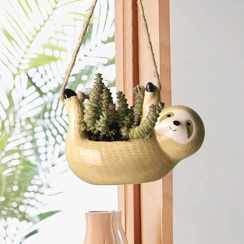 ceramic cartoon animal hanging plant pot - MRSLM