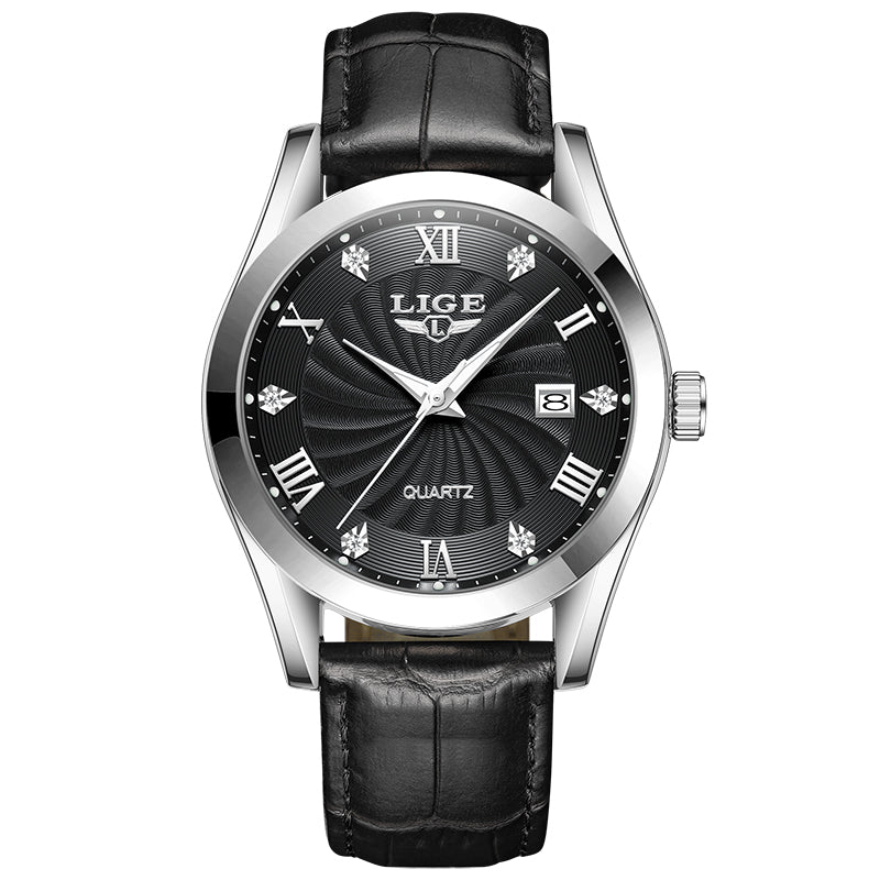 men's leather chronograph sport watch, view 3 - MRSLM